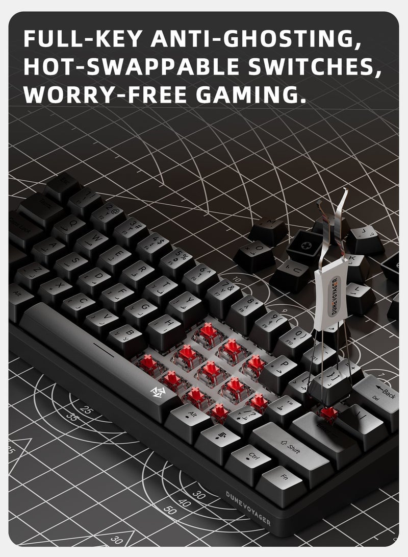 مسافر الكثبان لوحة مفاتيح ميكانيكية للألعاب بـ61 مفتاح، سويتش أحمر، تدعم اللغة العربية، قابلة للتبديل الساخن، إضاءة خلفية RGB بـ16 مليون لون، تصميم صغير 60%، سلك USB قابل للإزالة، وزن 525 جرام، بدون تعارض في المفاتيح، هادئة، متوافقة مع PC / PS4 / Xbox / Mac، مع برنامج تشغيل - Image 5